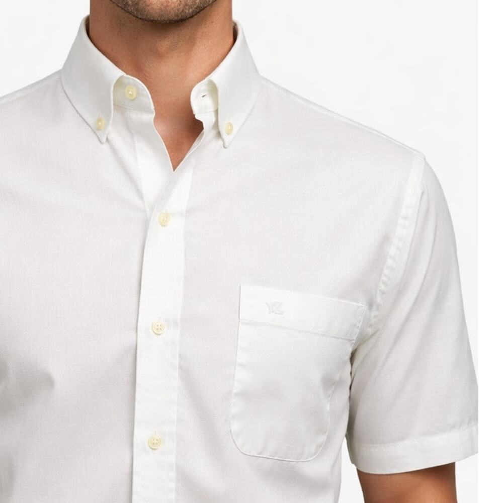 VICTOR EMMANUEL Paris Men Shirt Made in Portugal Size 41 L Short Sleeve White